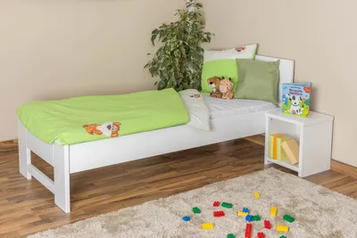 Produktbild von Kinderbett 80 x 200 cm | Massivholz: Buche | Weiß Lackiert