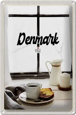 Produktbild von Blechschild Reise 20x30cm Dänemark Kaffee und Kuchen Fenster