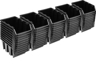 Produktbild von 50x Sichtlagerbox Sortierbox Lagerbox Stapelbox schwarz NP12 Lagersystem