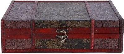 Produktbild von Holzschublade Vintage - Dekorative Holzschublade - Multifunktions Schublade - Holzschublade mit Schlüsselslot - 28 x 21,5 x 8,2 cm - Holzschublade für den Schreibtisch