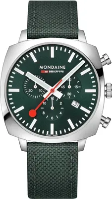 Produktbild von Mondaine Cushion 316L Stainless steel Grün MSL.41460.LF.SET