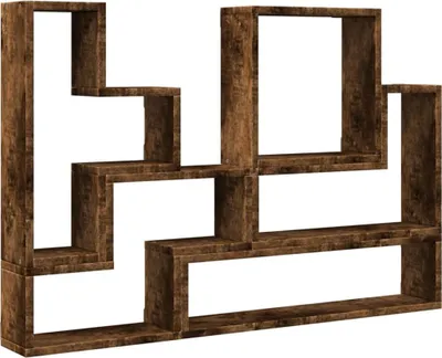 Obrázek produktu pro vidaXL Nástěnná police z kouřového dubu 96x12x64 cm Materiál na bázi dřeva