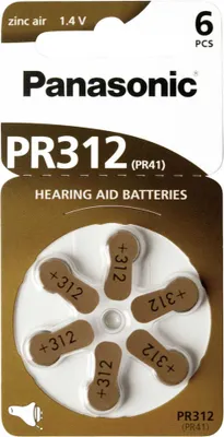 Immagine prodotto di Panasonic PR 312 celle per apparecchi acustici Zinc Air 6 ruote