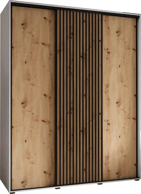 Produktbild von MEBLE KRYSPOL Lanko 1 Schrank mit 3 Schiebetüren  - 235,2x200x60 cm - Weiß Artisan Schwarz