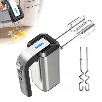 Produktbild von Handmixer Handrührer 300 Watt 2 Rührbesen 2 Edelstahl-Knethaken spülmaschinengeeignet 5 Geschwindigkeiten plus Turbo Stabmixer Handrührer Pürierstäbe