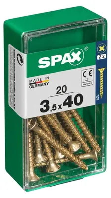 Image de Boîte 20 Unités. Vis A Bois Spax Cab. Plat Yellox 3.5x40mm Spax