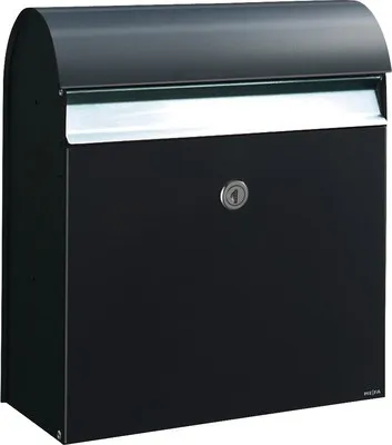 Produktbild von MEFA Briefkasten Briefkasten Stahl pulverbeschichtet BxHxT 365/425/180 mm Jade 870 Tiefschwarz RAL 9005 Entnahme vorne mit Klappe