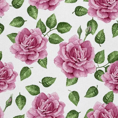 Immagine prodotto di OUTDOOR DECOSTOFFS OXFORD - motivo rose rosa e foglie verdi