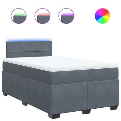 Image de vidaXL Lit boxspring avec matelas gris foncé 120x190 cm velours