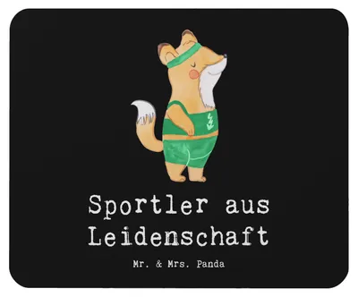 Produktbild von Mr. & Mrs. Panda Mouse Pad Sportler Leidenschaft - Schwarz - Geschenk, Mauspad, pc mausunterlage, laptop mousepad, computer