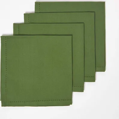 Immagine prodotto di Tovaglioli di stoffa di cotone HOMESCAPES, set di 4, verde oliva