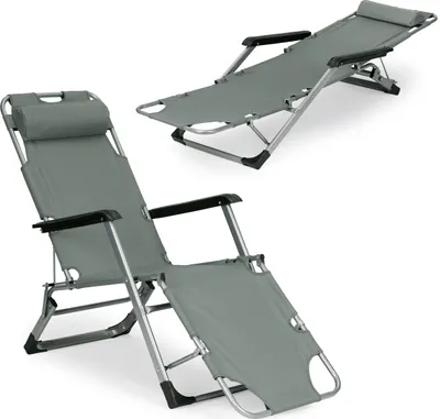 Obrázok produktu pre Záhradné skladacie lehátko 2v1, sivé, 150kg | ModernHome