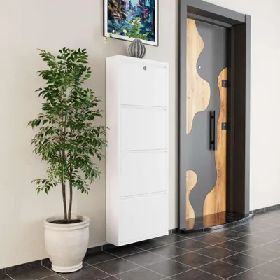 Obrázok produktu pre Skye Decor, Locking 4 Piece Metal - White, skriňa na topánky, biela, 100 % KOV, 50 x 15 x 136 cm