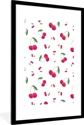 Produktbild von MuchoWow® Gerahmtes Poster Kirschen - Design - Aquarell 60x90 cm - Poster mit Schwarzem Bilderrahmen Wandposter Rahmen Foto Bilder - Dekoration - Wandposter Wohnzimmer - Hochwertig
