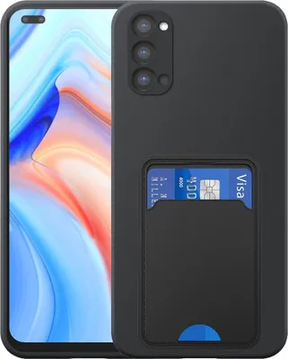 Immagine prodotto di Adatto per Oppo Reno 4 5 G Custodia per telefono con supporto per schede TPU - Custodia flessibile in silicone TPU con slot per schede - Nero - Smartphonics