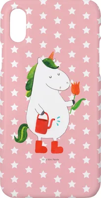 Produktbild von Mr. & Mrs. Panda Iphone 10 Handyhülle Einhorn Gärtner - Rot Pastell - Geschenk, X, Luftballon, Hülle, Cover, Stiefel, Handy, Garten, Blume, Giesskanne, Unicorn, Einhörner