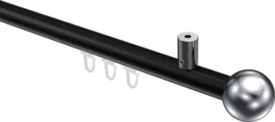 Produktbild von Interdeco Innenlaufstange / Gardinenstange mit Innenlauf Schwarz / Chrom, Typ Sonius Luino (Kugel) Deckenmontage, 20 mm Ø 1-läufig, 140 cm