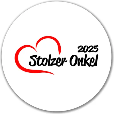 Produktbild von Huuraa Aufkleber Stolzer Onkel 2025 Herz 10cm rund Sticker Geschenkidee