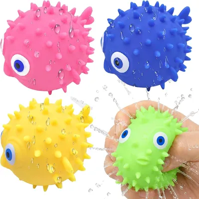 Produktbild von Wasserspielzeug Kugelfisch 4 Stück, Wasserbomben, wiederverwendbar, für Schwimmbad