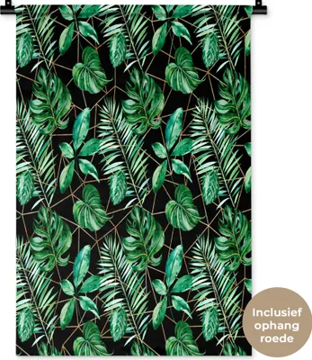 Produktbild von MuchoWow® Wandteppich Wandbehang Blätter - Grün - Abstrakt 60x90 cm Tapisserie Dekoration Wandtuch - Foto-Teppich - Abwaschbar