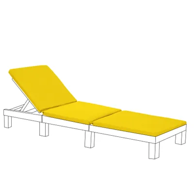 Produktbild von Liegenauflage für Gartenliegen und Deckchairs mit wasserabweisendem, abnehmbarem Bezug – 194x66x5 cm - Gelb