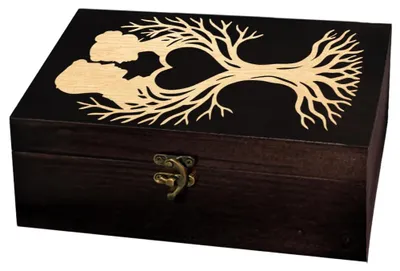 Holz-Souvenirbox mit Liebesbaum-Motiv, 24x14x9 cm, 1 Stück
