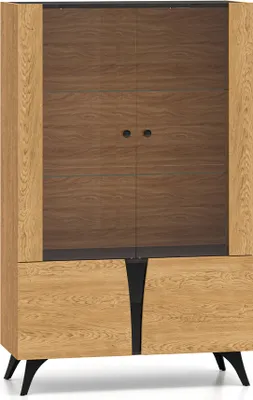 Produktbild von Geschirrschrank Soah mit 4 Türen, Holzoptik und Schwarz, 152cm