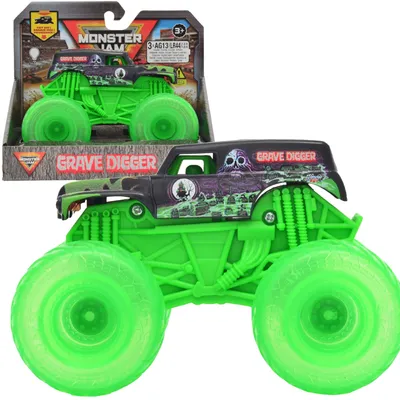 Immagine prodotto di Monster Jam – Veicolo in scala 1:43 con ruote illuminate – Grave Digger