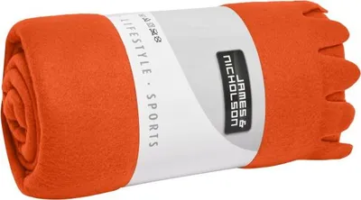 Produktbild von Fleecedecke mit abgerundeten Fransen orange, Gr. one size
