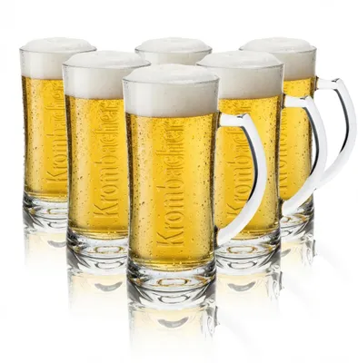 Produktbild von 6x Krombacher Glas 0,5l Bier Krug Humpen Seidel Relief Gläser Pils Gastro Eiche