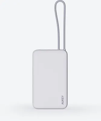 Produktbild von Aukey Spark Sling PB-Y53 10000 mAh Slim Powerbank mit USB-C Kabel, weiß
