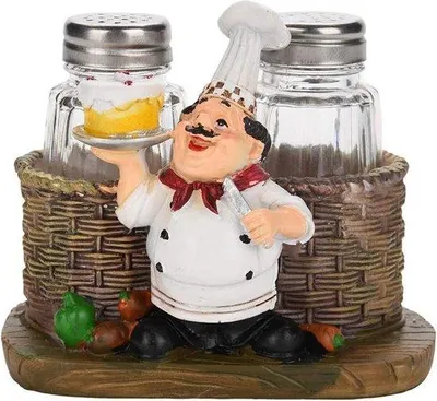 Obrázok produktu pre Ručne vyrobená figúrka šéfkuchára z keramiky, 30 cm, na dekoráciu do baru a reštaurácie
