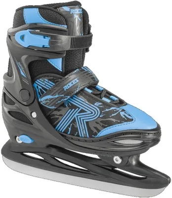 A single Roces Jokey Ice 3.0 adjustable ice skate in black and blue.