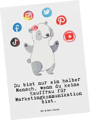 Produktbild von Mr. & Mrs. Panda Postkarte Kauffrau für Marketingkommunikation Herz - Weiß - Geschenk, Fotokarte, Ansichtskarten, Grußkarte, Postkarten, Ansichtskarte