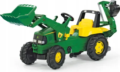 Produktbild von rolly toys Junior John Deere Trettraktor mit Heckbagger, Maße: 164,5x53x76 cm; 81 107 6