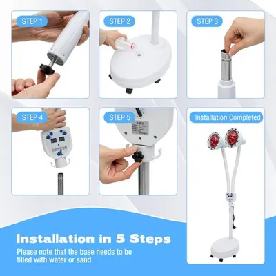 Image de Lampe infrarouge de chauffage sur pied - 275 W - en acier inoxydable - pour soulager la douleur et à des fins thérapeutiques