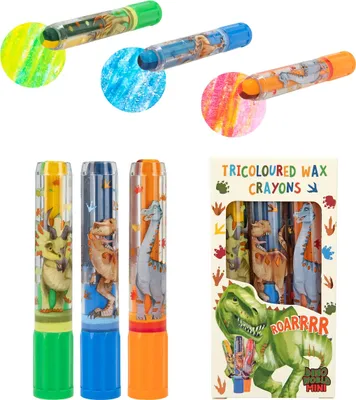 Produktbild von depesche vertrie Dino World Mini Dino Tricolor Wachsmaler Set TRICOLOR