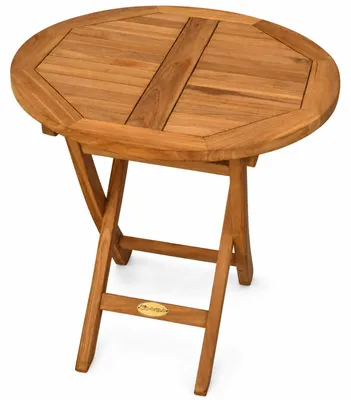 Productafbeelding van Klaptafel, teakhout, rond, Pesero, massief hout, weerbestendig, 50 cm