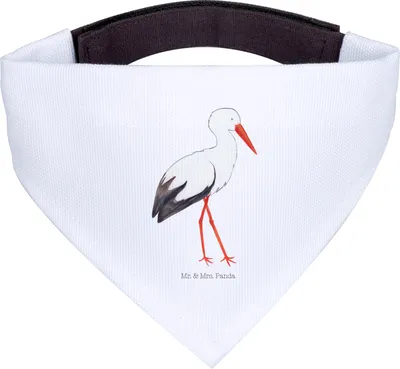 Produktbild von Mr. & Mrs. Panda Halstuch Für Hunde Storch - Weiß - Geschenk, Schwangerschaft, Störche, Mutter, Baby, Hund, Hundehalstuch, Lustige Sprüche, Bandana, Dreieckstuch, Geburt