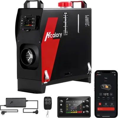 Obrázok produktu pre HcaloryHBS1S 5KW-8KW 12V/24V naftové parkovacie kúrenie ohrievač vzduchu do auta s LCD termostatom, Bluetooth/diaľkové ovládanie, zástrčka EÚ pre osobné auto nákladné SUV autobus obytný automobil