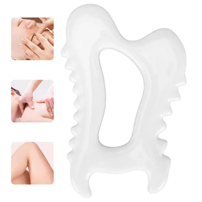 Produktbild von Gua Sha-Brett aus Keramik, Gua Sha-Stein zur Straffung der Kieferpartie und Reduzierung von Gesichtsschwellungen, Hautpflegegeschenk, Weiß