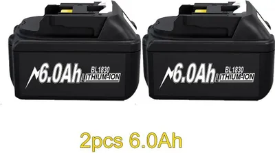 Image de Pour Makita batterie 18V, batterie de rechange 6Ah Li-Ion (18650), beige, compatible avec BL1830/BL1840/BL1850, pack de 2
