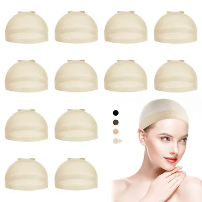 Produktbild von Perückenkappe Perückennetz Haarnetz - Nylon - Nude - 12 Stück