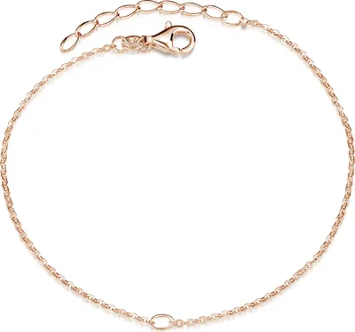 Produktbild von MATERIA Charms Armband Rosegold mit Öse - 925 Silber Damen Armkette rose vergoldet 18-21cm verstellbar SA-123-Rose