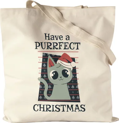 Produktbild von Have a purrfect Christmas Jutebeutel Stoffbeutel  Geschenk für Katzenliebhaber zu Weihnachten, süße Katze