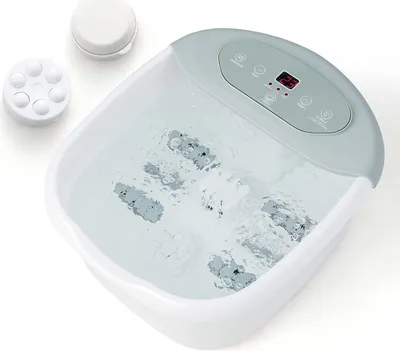 Produktbild von GOPLUS Fußbadewanne mit Massage & Heizung, Fußbad Massagegerät abnehmbaren Massageperlen, 35-46 °C, Elektrisches Fußbad mit Zeitschaltfunktion (Grau)