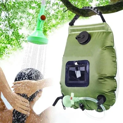 Produktbild von Duschtasche Solar - Außendusche Camping - Außenerfrischung - Warmwasser Solarenergie - 20 Liter - Grün