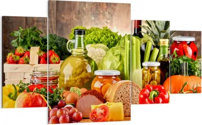 Produktbild von Bild auf Leinwand - Leinwandbild - Lebensmittel Gemüse Brokkoli Fleisch - 160x90cm - Wand Bild - Wanddeko - Leinwanddruck - Bilder - Kunstdruck - Leinwand bilder - Wandkunst - DL160x90-3182