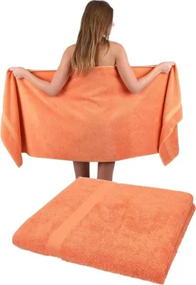 Produktbild von Unyqoos® BETZ 2er-Set Saunatücher – Premium Saunatuch aus 100% Baumwolle (Frottee), XXL 70 x 200 cm, hochsaugfähig, Orange