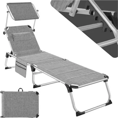 Produktbild von Klappbarer Liegestuhl mit Sonnendach und Kissen – ideal für Strand und Garten